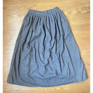 Pleated Wool Blend Maxi Skirt